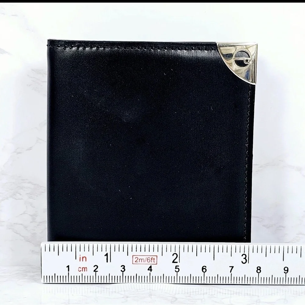 Dunhill Black Leather Wallet with Silver Accent